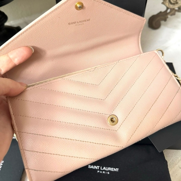 Saint Laurent YSL Cassandre Matelasse Long Flap Wallet w/Chain - Picture 7 of 12